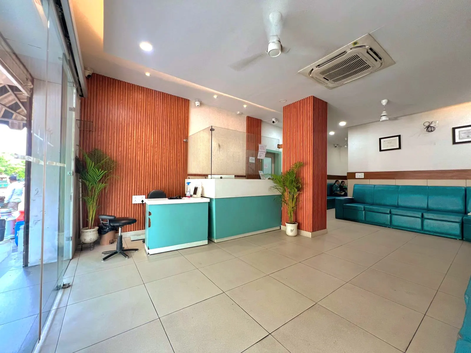 The reception counter at the centre